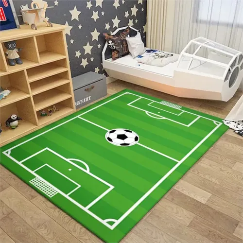 Alfombra De 80*160 Poliester Diferentes Diseños Dormitorio Ancho 80 Cm Color Verde Diseño De La Tela Fútbol Largo 160 Cm