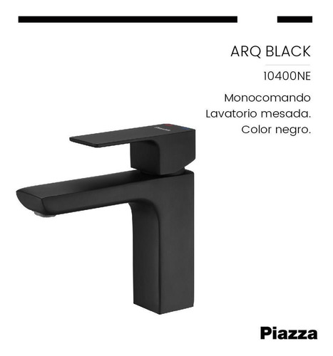 Griferia Monocomando Negro Lavatorio Bajo Arq 10400ne Piazza