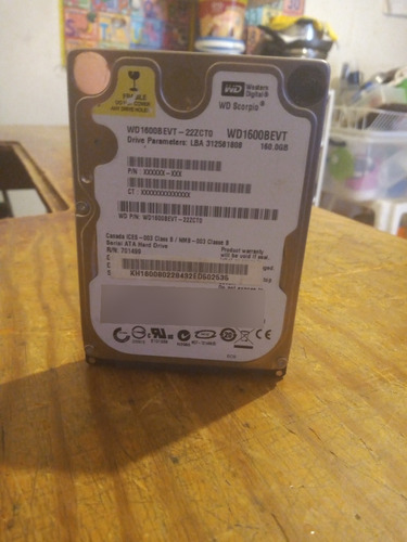 Disco Duro Hdd Wester Digital Scorpio 160gb