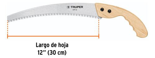 Serrucho Truper De Poda 12plg Hoja Curva 6 Dpp, Mango Madera