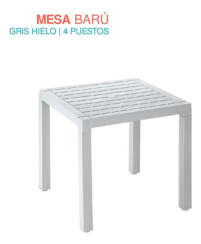 Mesa De Plastico 75x75 Cm Desmontable Cuadrada Baru Color Gris Claro
