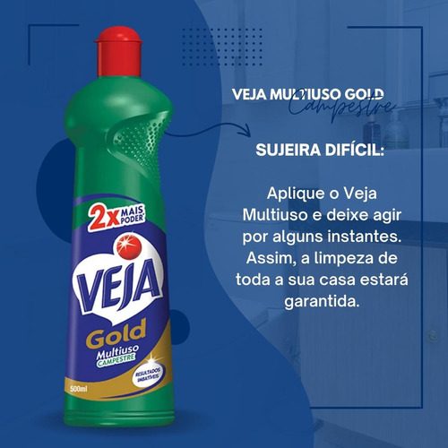 6 Unid. Limpador Multiuso Veja Gold Squeeze 500ml Campestre