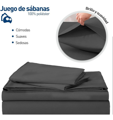Sabana Matrimonial Microfibra Frescas Hipoalergénicas Negro Liso