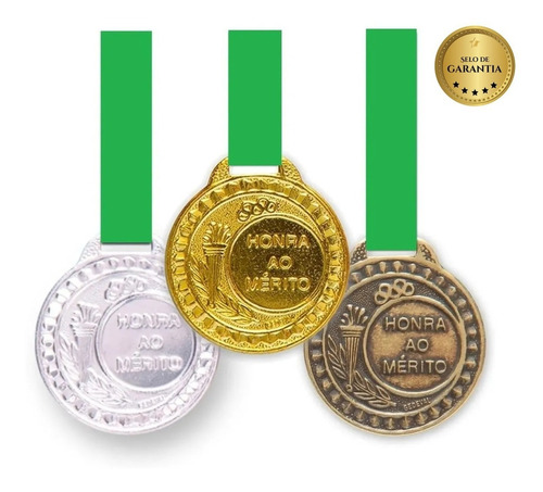 30 Medalhas Metal 29mm Honra Ao Mérito Ouro Prata Bronze Aço