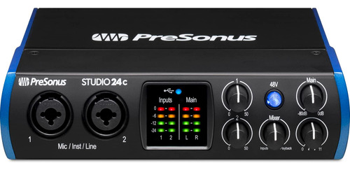 Presonus Studio 24c 2x2, 192 Khz, Interface De Áudio Usb Com