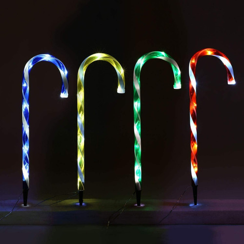 Imagen 3 de 4 de 6 Luces De Bastón Navideño Decorativo Jardín + Estaca 90cm