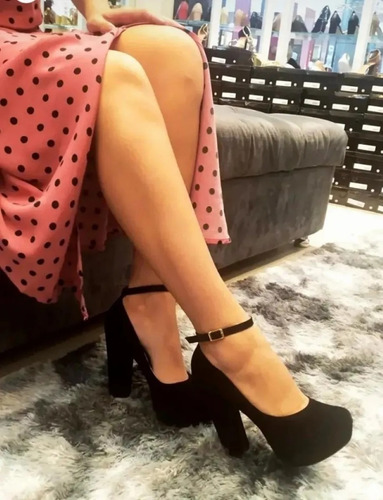 Imagem 6 de 6 de Sapato Scarpin Boneca Meia Pata Salto Alto Grosso Tornozelo