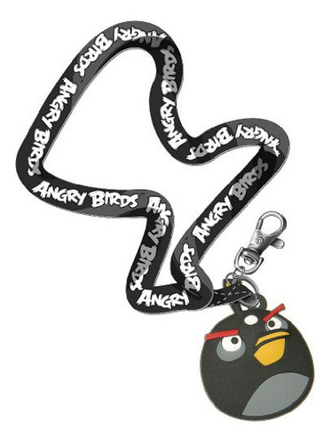 Llavero Angry Birds Negro Con Cinta Para El Cuello