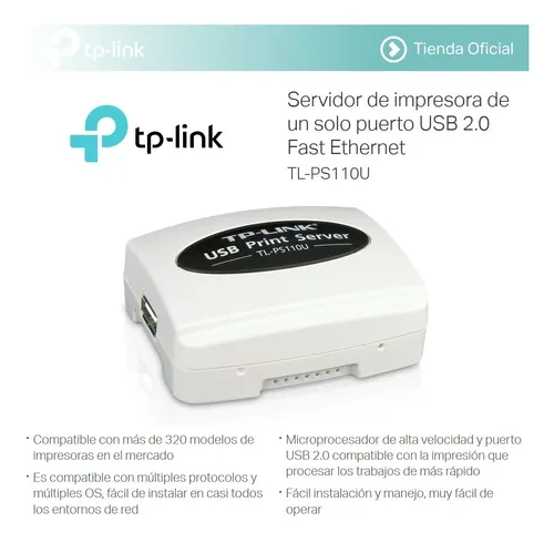 Tp-link, Servidor De Impresión Usb Fast Ethernet, Tl-ps110u