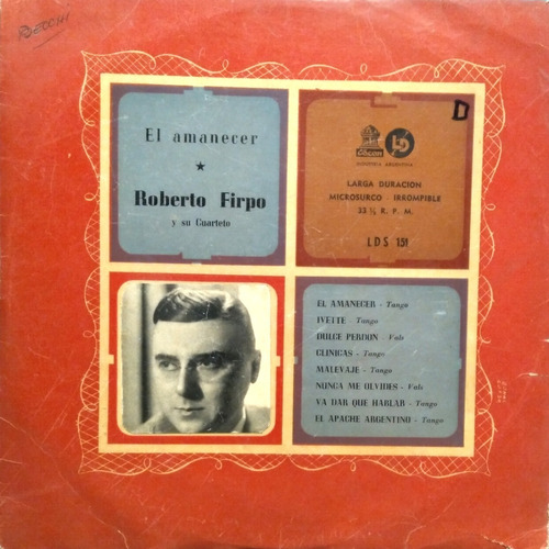 Roberto Firpo El Amanecer Vinilo 10``raro Tango De Coleccion