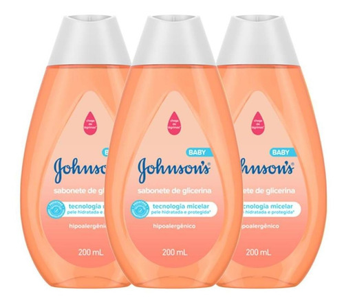 Kit Com 3 Sabonetes Líq Johnsons Baby Cabeça Aos Pés