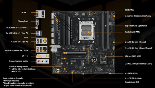 Placa Madre Amd Asus Tuf A620m-plus Wifi Socket Am5