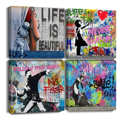 Biufo Banksy Lienzo Decorativo Para Pared, Diseño De Graffit