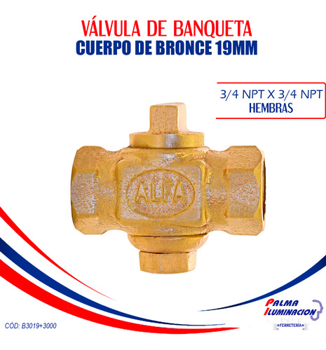 Válvula De Banqueta O Cuadro Roscable 19mm