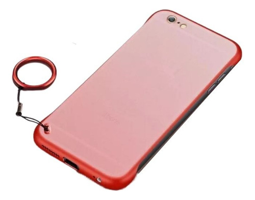 Carcasa Con Anillo Metálico Para iPhone 6 Rojo