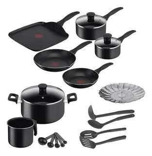 Bateria De Cocina T-fal Easy Care B466sk84 De 20 Piezas Color Negro