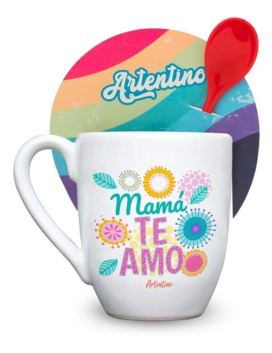 Imagen 4 de 9 de 6 Taza Jarro Cerámica Cuchara Frase Regalo Mamá Día Madre