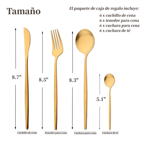 Cubiertos De Acero Inoxidable De 24 Piezas Juego De Oro
