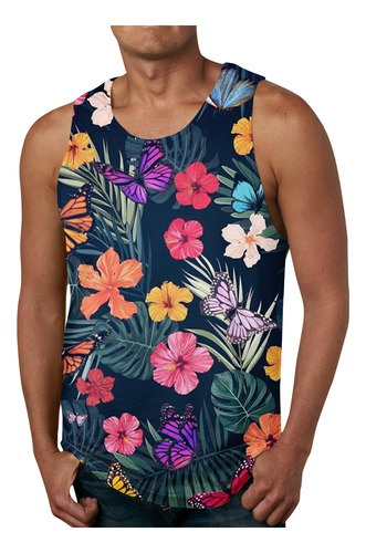 Camiseta Sin Mangas Hawaiana Con Estampado 3d, No Casual, Pa