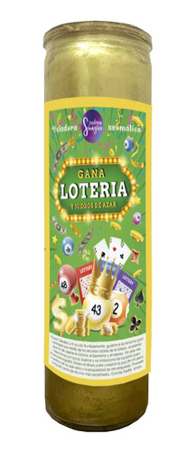 Veladora Dorada Gana Lotería - Triunfo, Suerte, Dinero