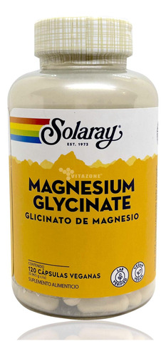 Glicinato De Magnesio 120 Cápsulas Veganas Solaray