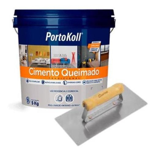 Cimento Queimado Portokoll 5kg Cor Damasco C/ Desempenadeira