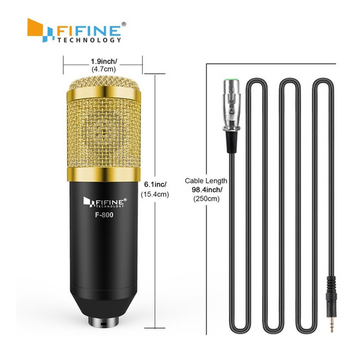 Microfono Condenser Kit Fifine Brazo Articulado Filtro Araña