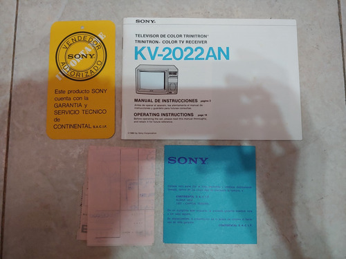 Folletos Y Manual Tv Televisor Tubo Sony Kv-2022an Trinitron (Usado)