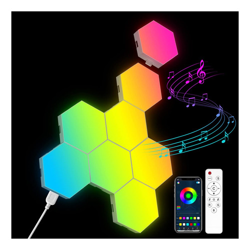 Ojq 8 Luz Hexagonal Pared Led  Aplicacion Inteligente Rgb