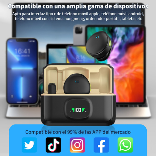 Micrófono De Solapa Inalambrico Doble Para iPhone Y Android