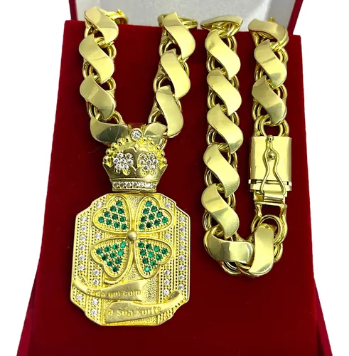 Cordão Corrente Mc Poze Friso S De Moeda Antiga Maciça 18k