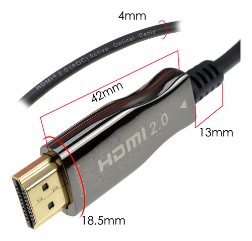 Cabo Fibra Óptica Ativa (aoc) Hdmi2.0 4k 60hz/18gbps 40metro