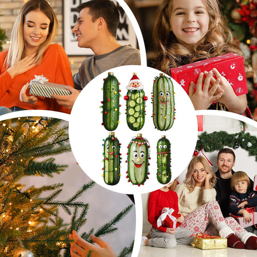 Adornos Navideños 2024 Pickle Adorno Lucky Pickle 6x Juego T