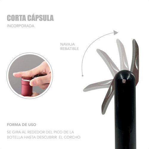 Sacacorchos Aguja Con Cortador Navaja Bombeo Portatil Manual