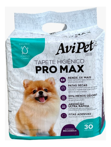 Tapete Higiênico Para Cães Avipet Pro Max 80x60cm C/30 Un
