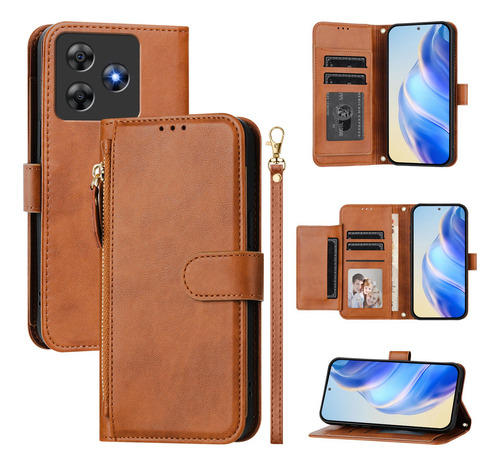 Funda Con Tapa Para Blackview Wave 8c Protection, Suave Piel Sintética, Funda Tipo Cartera Con Cremallera Y Tarjetero