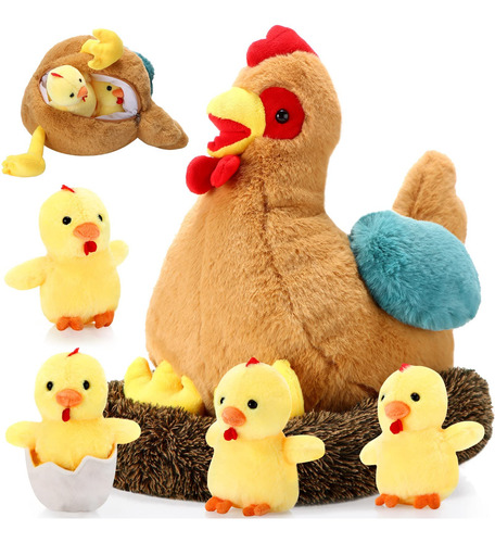 Skylety Pollo De Peluche De 9.84 Pulgadas, Gallina Ponedora