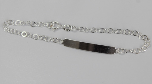 Pulseira Chapa Adulto Prata 925 + Gravação Nome