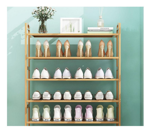 Almacenamiento Zapatos Zapateras 5 Piso Bamboo Organizador C Registro