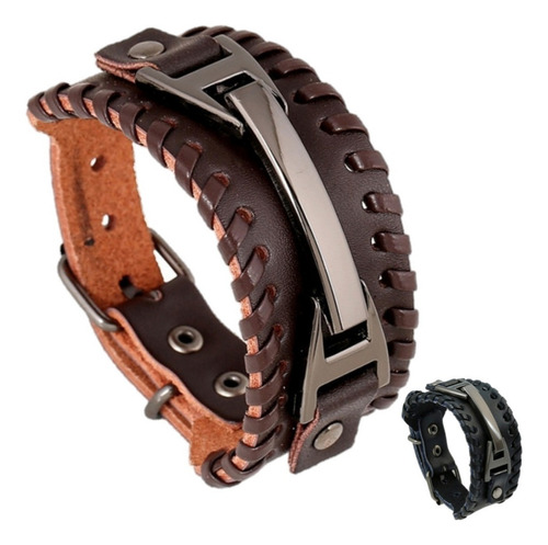 Pulseira Bracelete Metal Couro Legítimo Masculino Cowboy Hip Comprimento 0 Cm Cor Marrom Diâmetro 0 Cm