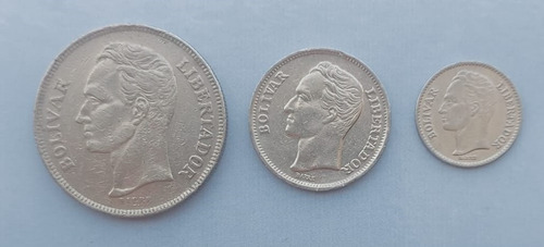 Set Monedas Venezolanas (5, 1 Y 0,50 Bs) Año 1977