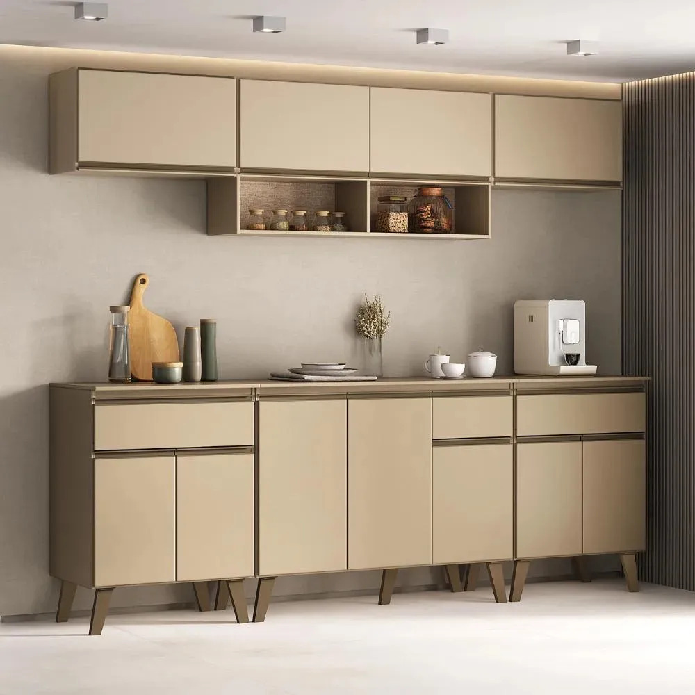 Armário De Cozinha Completa Atlanta Smart Carraro Amêndoa Amêndoa