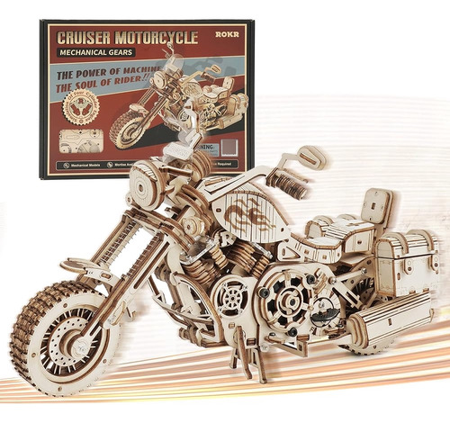 Rokr 3d Wooden Motorcycle Puzzle-wood Model Car Kits Para Co