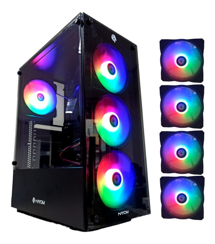 Gabinete Gamer Hayom C/ 4 Fans Led Rgb Vidro Lateral Frontal