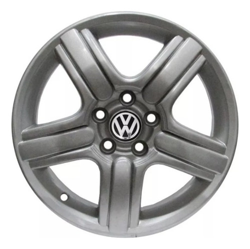 Llanta Aleacion Vw Fox Suran5 Rayos Tapa Grande R15 Color Gris Claro