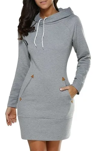 Sudadera vestido con logo gris para mujer