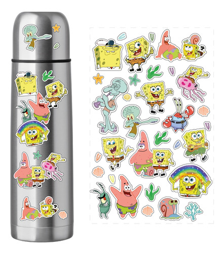 Calcomania Sticker Bob Esponja Aptas Para Termo Mate Compu 