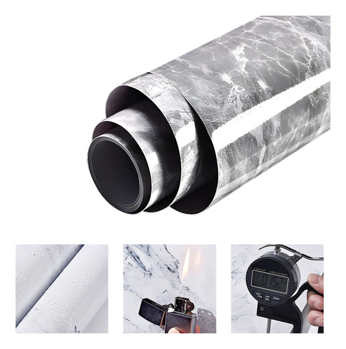 Mármol De Pvc Autoadherible Brillante En Rollo 1.8m2 Patrón De Mármol Autoadherible Papel Tapiz Cocina Baño Pared