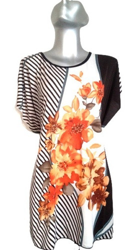 Imagen 2 de 2 de Maxi Blusa Casual Elegante Para Hogar Trabajo Floral Bon