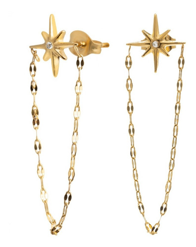 Aretes Zena Oro Joyeria Mujer Acero Inoxidable Chabacano